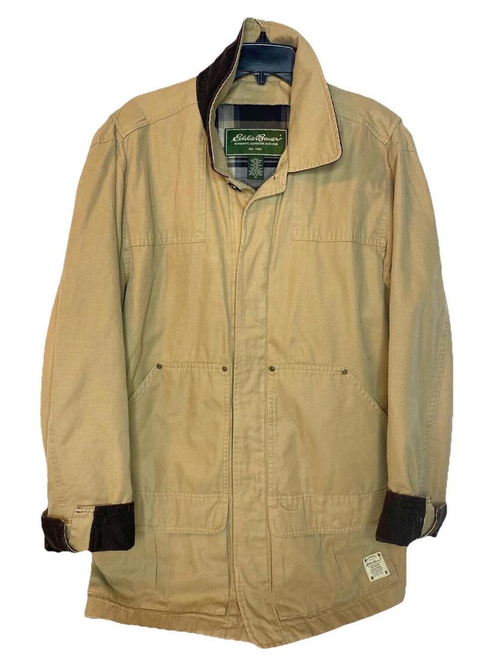 Vtg Eddie Bauer Jacket Mens Size M Barn Field Coat Plaid Lined Corduroy Cuff